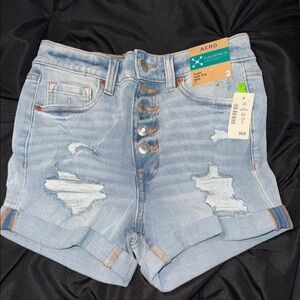 Aeropostale Light Blue Button-Fly Jean Shorts